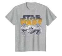 Star Wars Super Retro Tie Fighter Classic Logo T-Shirt T-Shirt, Kinder, Grau Meliert, 128