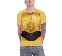 Star Wars T Shirt C-3PO Droid Chest Costume Nue offiziell Herren Gelb XXL