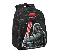 Star Wars The Fighter Schulrucksack für Kinder, ideal für Kinder verschiedener Altersgruppen, bequem und vielseitig, Qualität und Widerstandsfähigkeit, 27 x 10 x 33 cm, Schwarz, Schwarz, Estándar,