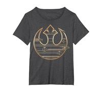 Star Wars The Last Jedi Golden Rebel Logo T-Shirt, Damen Große Größen, Anthrazit Meliert, 2X