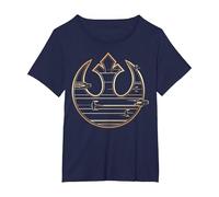 Star Wars The Last Jedi Golden Rebel Logo T-Shirt, Damen Große Größen, Marineblau, 5X