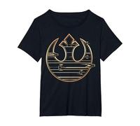 Star Wars The Last Jedi Golden Rebel Logo T-Shirt, Damen Große Größen, Schwarz, 4X