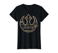 Star Wars The Last Jedi Golden Rebel Logo T-Shirt, Damen, Schwarz, XXL