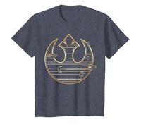 Star Wars The Last Jedi Golden Rebel Logo T-Shirt, Kinder, Blau Meliert, 92