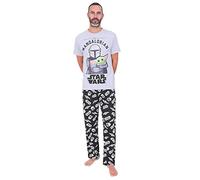 Star Wars The Mandalorian Baby Yoda Herren Pyjama-Set, lang, Grau / Schwarz, grau, XL