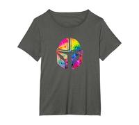 Star Wars The Mandalorian Beskar Helmet Watercolor Tie Dye T-Shirt, Damen Große Größen, Anthrazit, 4X