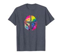 Star Wars The Mandalorian Beskar Helmet Watercolor Tie Dye T-Shirt, Herren, Blau Meliert, XXL