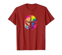 Star Wars The Mandalorian Beskar Helmet Watercolor Tie Dye T-Shirt, Herren, Cranberry, L