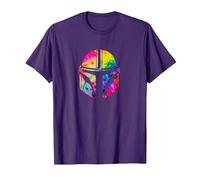 Star Wars The Mandalorian Beskar Helmet Watercolor Tie Dye T-Shirt, Herren, Violett, XL