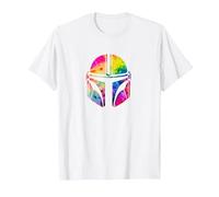 Star Wars The Mandalorian Beskar Helmet Watercolor Tie Dye T-Shirt, Herren, Weiß, M
