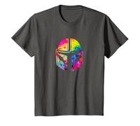 Star Wars The Mandalorian Beskar Helmet Watercolor Tie Dye T-Shirt, Kinder, Anthrazit, 98