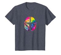 Star Wars The Mandalorian Beskar Helmet Watercolor Tie Dye T-Shirt, Kinder, Blau Meliert, 98