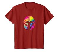 Star Wars The Mandalorian Beskar Helmet Watercolor Tie Dye T-Shirt, Kinder, Cranberry, 128