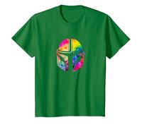 Star Wars The Mandalorian Beskar Helmet Watercolor Tie Dye T-Shirt, Kinder, Dunkelgrün, 140