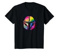 Star Wars The Mandalorian Beskar Helmet Watercolor Tie Dye T-Shirt, Kinder, Schwarz, 140