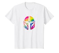 Star Wars The Mandalorian Beskar Helmet Watercolor Tie Dye T-Shirt, Kinder, Weiß, 152