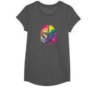Star Wars The Mandalorian Beskar Helmet Watercolor Tie Dye T-Shirt, Mädchen, Anthrazit, L