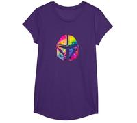 Star Wars The Mandalorian Beskar Helmet Watercolor Tie Dye T-Shirt, Mädchen, Violett, S