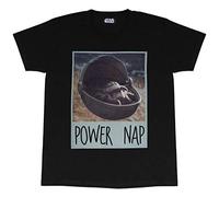 Star Wars The Mandalorian Das Kind Power Nap Herren-T-Shirt Schwarz 2XL | S-XXL, Baby Yoda mit Rundhalsausschnitt Graphic Tee, Geburtstagsgeschenkidee für Männer, für Haus oder Gym