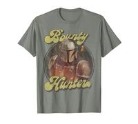 Star Wars The Mandalorian Retro Bounty Hunter Portrait T-Shirt, Herren, Heidekraut/Armeegrün, M