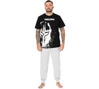 Star Wars The Mandolorian Herren Pyjama | Character Lounge Hose und T-Shirt Schwarz Pyjama-Set | Helm-Grafik | Nachtwäsche Geschenke für Ihn Fanartikel