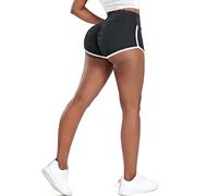 STARBILD Damen Push Up Kurze Leggings Sport, Strecth Shorts Booty Scrunch, High Waist Hotpants für Gym Fitness Yoga Spiaggia, P3940-Schwarz S