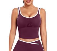 STARBILD Damen Tank Top Lang Sport Ärmelloses, Yoga Tops Schmales Rückenfreies, Oberteil mit Herausnehmbare BH-Polster, Slim Fit Shirts für Workout Gym Casual, Traubenviolett S