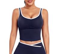 STARBILD Damen Tank Top Lang Sport Ärmelloses, Yoga Tops Schmales Rückenfreies, Oberteil mit Herausnehmbare BH-Polster, Slim Fit Shirts für Workout Gym Casual, Marineblau XL