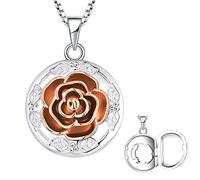 starchenie Medaillon Aufklappbar Silber 925 Rose Kette mit Bild Anhänger mit Foto für Damen
