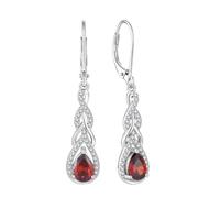 Starchenie Ohrringe 925 Sterling Silber Geburtsstein Granat Zirkonia Unendlichkeit Anhänger Ohrhänger für Damen