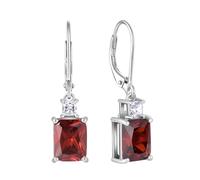 Starchenie Ohrringe 925 Sterling Silber mit Knoten Zirkonia für Damen Granat Geburtsstein Anhänger Ohrhänger Schmuck Geschenk