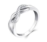 starchenie Unendlichkeit Ringe 925 Sterling Silber Zirkonia Infinity Verlobungsring Ringe für Damen(Größe 50)