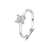 StarGems® Prinzessinnen-Schliff 0.6ct Moissanit 925 Silber Platin Ring RX073-0.6ct Princess Cut-57 (18.1)
