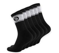 STARK SOUL 6 Paar Sportsocken im RETRO Design - Crew Socks in Bester Qualität, Tennissocken aus feinster Baumwolle, Schwarz 35-38