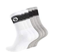 STARK SOUL 6 Paar Sportsocken im RETRO Design - Crew Socks in Bester Qualität, Tennissocken aus feinster Baumwolle, weiss & grau 43-46