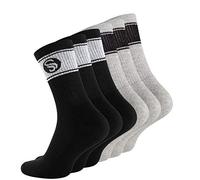 STARK SOUL 6 Paar Sportsocken im RETRO Design - Crew Socks in Bester Qualität, Tennissocken aus feinster Baumwolle, Schwarz & grau 43-46