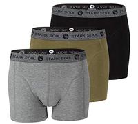 STARK SOUL Herren Boxershorts im 3er Pack | Retroshorts aus weicher Baumwolle | Schwarz, Khaki, Grau Melange (L, 3er Pack Gemischt (Schwarz, Khaki, Grau Melange))