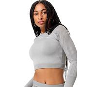 STARK SOUL Seamless Crop-Top Longsleeve für Damen | in grau-Melange, Größe M