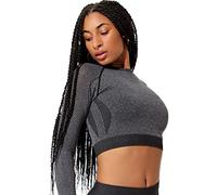 STARK SOUL Seamless Crop-Top Longsleeve für Damen | in schwarz-Melange, Größe: L