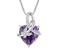 Starnny Damen Kette Sterling Silver 925 Unendlichkeit Infinity Schmetterling Halskette mit Herz 5A Cubic Zirconia Februar Geburtsstein Amethyst Farbe Schmuck für Frauen