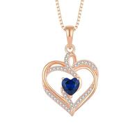 Starnny Halskette Damen Silber 925 Rosegold Herz Kette Anhänger September Geburtsstein Saphir Unendlichkeit Schmuck Geschenke für Frauen Mutter Freundin Mama