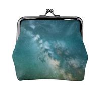Starry Night Sky Deep Outer Space Printed Microfiber PU Leather Wallet Kiss Lock Mini Pouch for Lipstick Key Change Organization