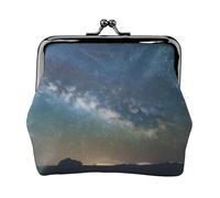 Starry Night Sky Outer Space Printed Microfiber PU Leather Wallet Kiss Lock Mini Pouch for Lipstick Key Change Organization
