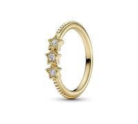 Stars 14k gold-plated ring with clear cubic zirconia