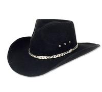 Stars & Stripes Filzhut Kansas Black - Westernwear-Shop Edition Westernhut Cowboyhut Westernkleidung Filzhut für Damen und Herren (52 cm) Schwarz (52 cm)