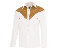 Stars & Stripes Herren Westernhemd Boston - Westernwear-Shop Edition mit Kragenecken und Samtbeutel Herren Westernkleidung Westernbekleidung Westernhemd Westernshirt (Medium) Weiß