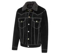 STARS & STRIPES Lederjacke HUNTER Black - Herren-Wildlederjacke aus 100% Rindsleder mit Kunstfellkragen im Western-Stil