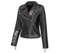 STARS & STRIPES Lederjacke MABEL - Damen-Cowboyjacke aus 100% Nappaleder mit Stickerei & Nieten | Reißverschlüsse an Ärmeln