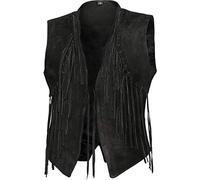 STARS & STRIPES W-02 Lederweste - Western Biker Damenweste mit Fransen