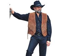 STARS & STRIPES W-35 Weste - Western Lederweste mit Fransen & Bändchen-Verzierung